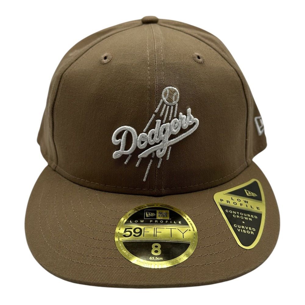 New Era 59Fifty Los Angeles Dodgers Hat Cap Size 8 Khaki Tan Low Profile MLB